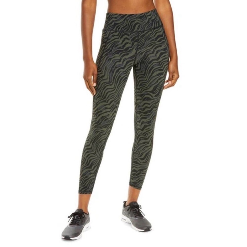 Sweaty Betty Zero Gravity Pocket 7/8 Leggings Green Zebra Print for Women Size:M